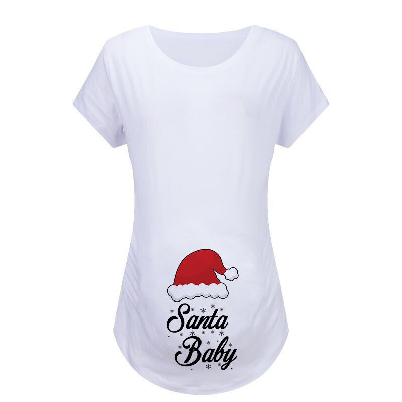 Gravid jul graviditetsmeddelelse skjorte t-shirt graviditet søde t-shirts graviditet afslører toppe t-shirt ferie slid