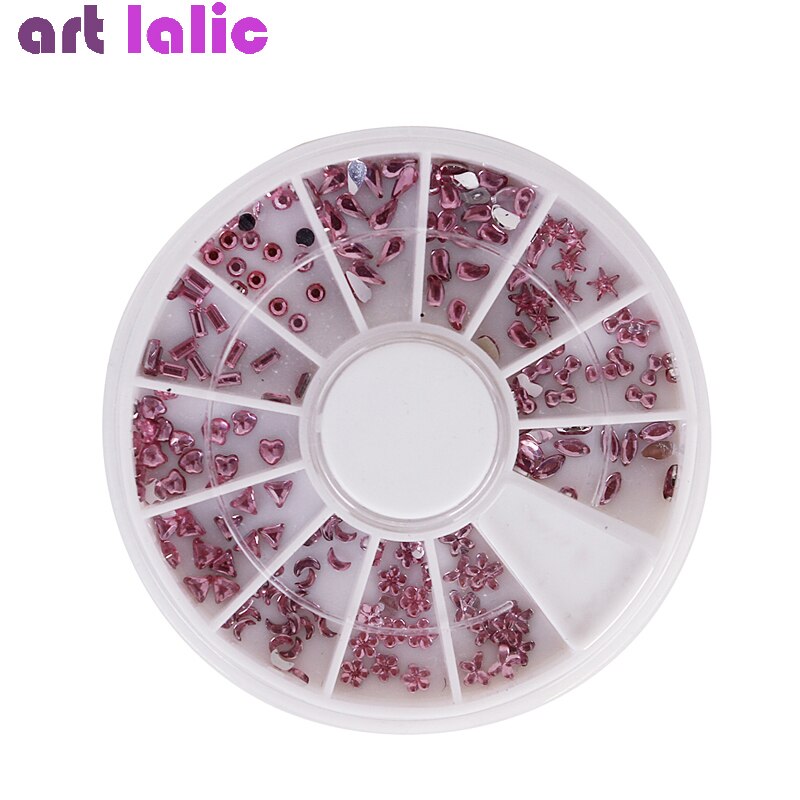 Gemengde Roze Nail Art Decoratie In Wiel 3D Nail Tips Steentjes Voor Crystal Acryl Uv Gel Shining Body Art Nail accessoires