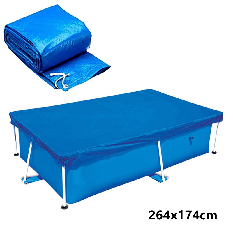 Swimming Pool Cover Tarpaulin Solar Swimming Pool Protection Cover Heat Insulation Film Rainproof Dust Cover Pool Accessories: Square 264x174cm