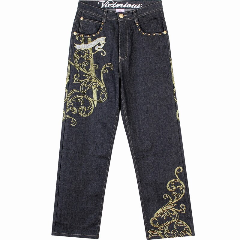 Mænd denim bukser løse streetwears hip hop jeans casual broderi skateboard baggy jeans bukser til mænd plus size jean bukser