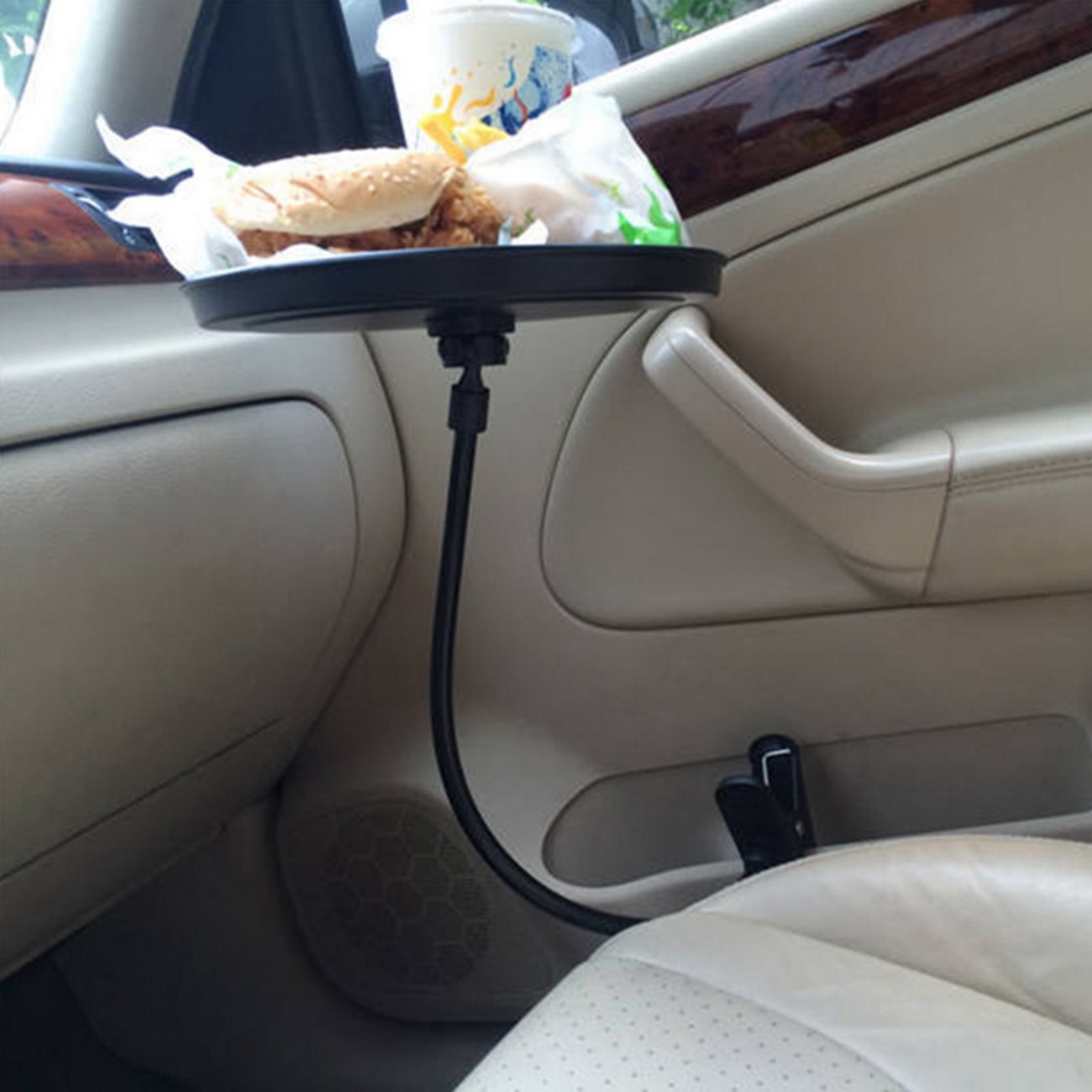 Car Food Tray Desk 360 Degree Adjustable Snack Tray NonSlip Travel Little Tray for Drink Beverage Auto Bracke Parts Accessories