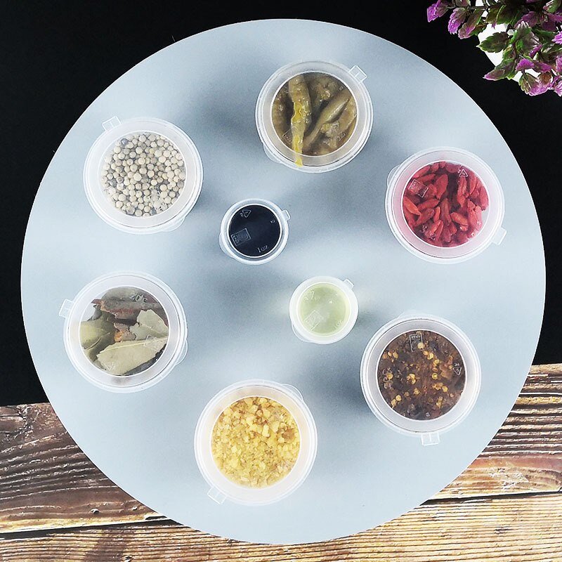 100pcs Transparent mini thick taste plastic cup small round box takeaway packaging cups with lid kitchen accessories