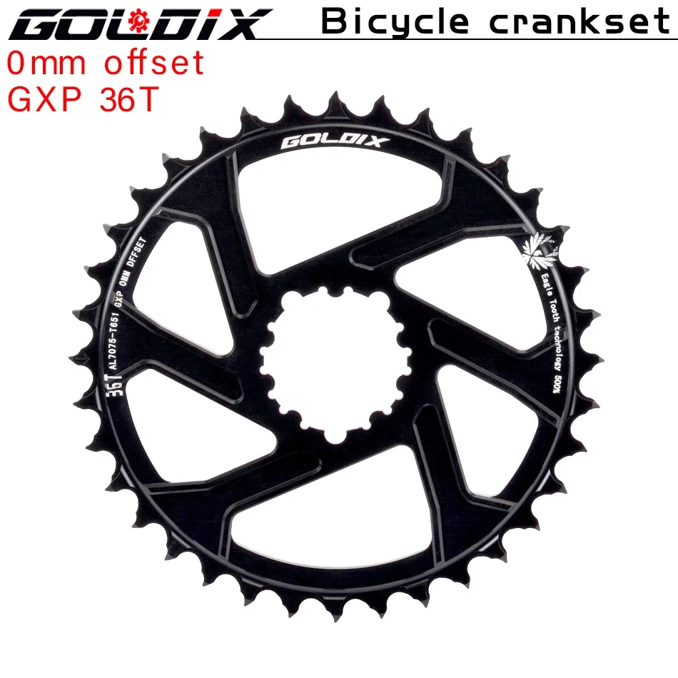 GOLDIX para plato de bicicleta de 3 clavos 0/3/6mm Offset 30/32/34/36/38T rueda de cadena de bicicleta MTB para XX1 X9 XO X01 G X NX Direct Mo: Gris claro