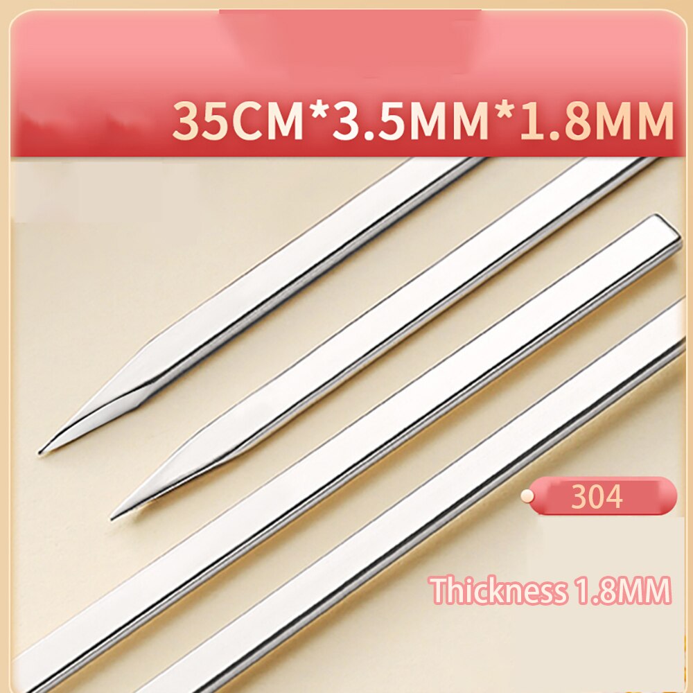 50 Pcs Rvs Bbq Barbecue Spiesjes Platte Metalen Spiesjes Voor Grillen Herbruikbare Bbq Sticks Met Draagbare Opbergtas: 35CMx3.5MMx1.8MM