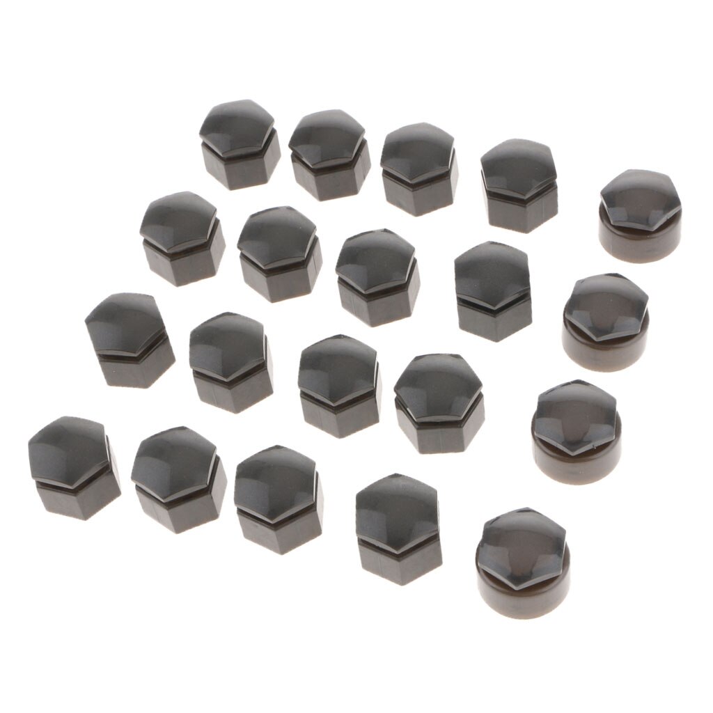 20Pcs 19mm Car Wheel Exterior Nut Caps Rims Auto Hub Screw Cover Gray