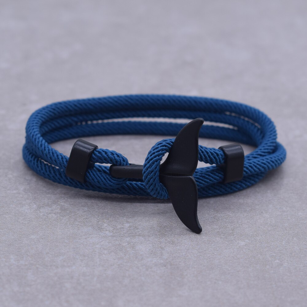 Anker Stijl Sieraden Oceaan Zilveren Kleur Whale Tail Charme Armband 2-3 Ronden Verstelbare Touw Armbanden Voor Mannen Vrouwen: S0924