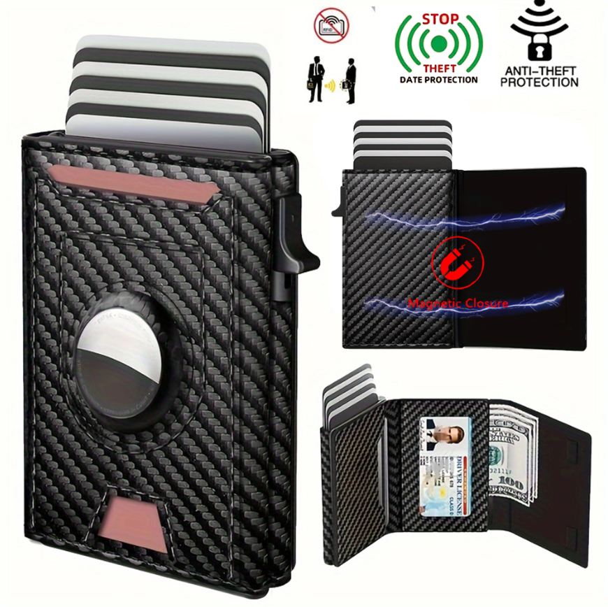 Herren-Geschäft-Geldbörse mit mehreren Kartenfächern, magnetisches Gehäbenutzen, RFID-blockierende Reise-Geldbörse, Kartenhalter, Kartenpaket für Airtag