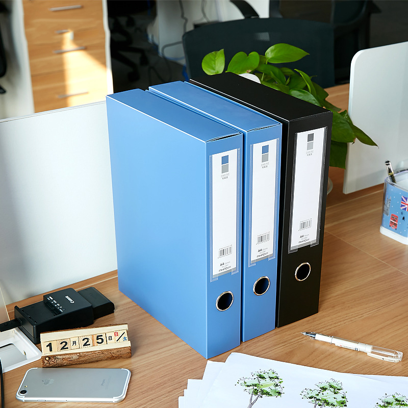 1 Stuk Blauw A4 Document Bestand Doos PP Document Vullen Papier Case Opbergdoos School Kantoorbenodigdheden Filing Producten
