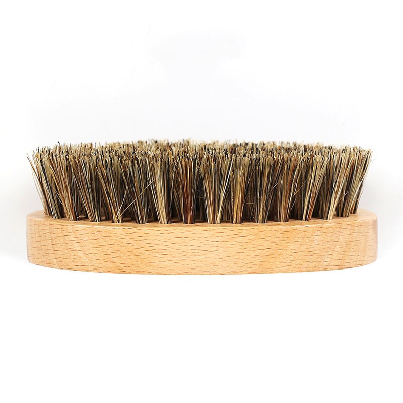 Brush Boar Hair Bristle Beard Brush Round Wood Shaving Comb Face Massage Handmade Mustache Brush