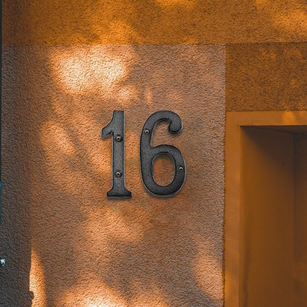 Metal Digital Door Numbers Cast Iron House Sign Doorplate Hotel Apartment Home Street Garden Outdoor Mailbox Numbers with Screws
