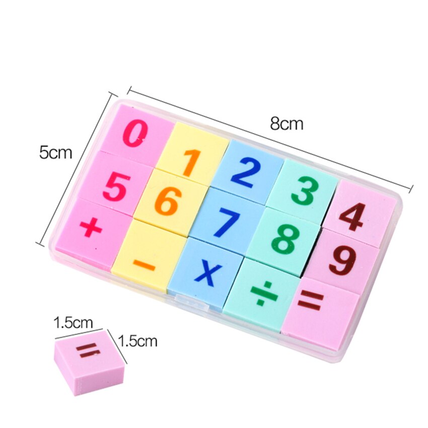 15 unids/set números de matemáticas lápiz borradores niños educación juguetes colorido borrador corrección papelería palabras dibujo limpiar