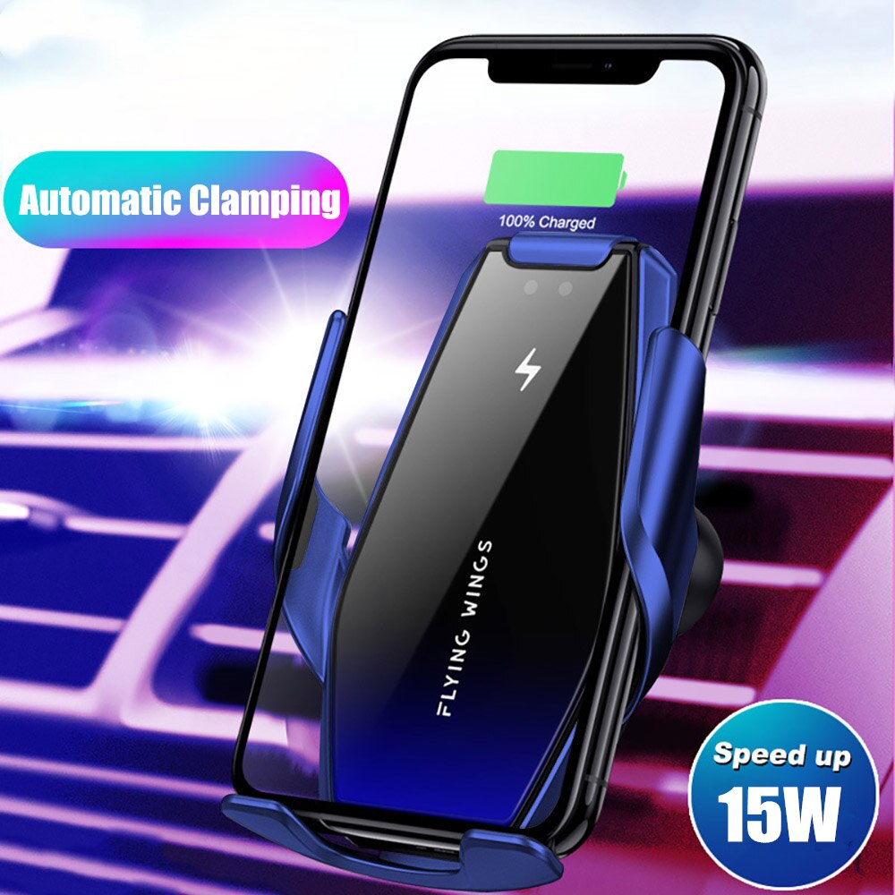 Automatische Spann 15W Auto Drahtlose Ladegerät Für iPhone 11 XS XR 8 Samsung S20 S10 Infrarot Induktion Schnelle Ladung telefon Halfter