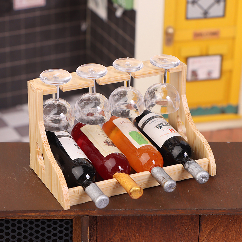 Puppenhaus Miniatur Mini Weinglas Rack Kelch Set Modell Wohnmöbel Dekor Spielzeug Puppenhaus Zubehör: Himmel Blau