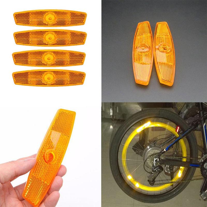 Yellow A pack of four Bicycle reflectors Mountain bike spoke reflectors Bicycle warning plates Wheel lights Spoke lights