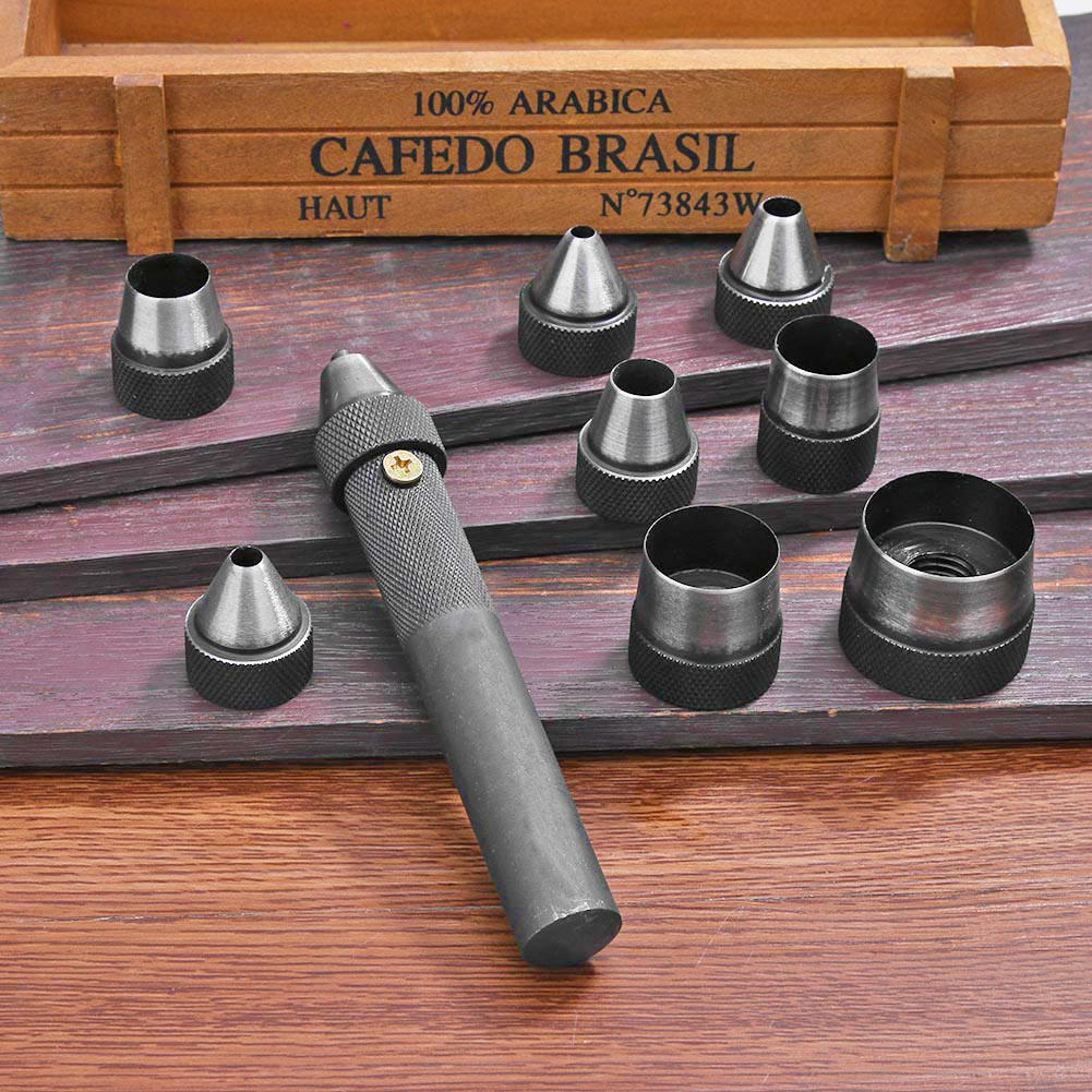 10Pcs Leather Tools Heavy Duty Hollow Punch Kit Tool Set Gasket Leather Rubber Punching For DIY Leathercraft Punch Rivet