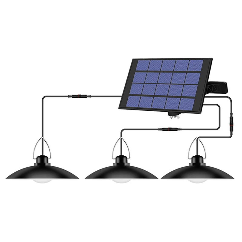 Luz colgante Solar de doble cabeza con control remoto para exteriores, lámpara Solar de interior con línea de 3m, iluminación Solar para Camping, jardín y patio: ROSE / 0-5 W