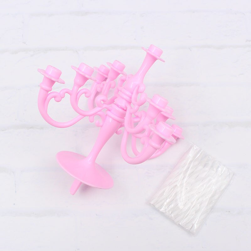 Candelabros de plástico HeyMamba para decoración superior de pastel con vela para niños y adultos, juego de candelero colorido para fiestas de cumpleaños: Pink