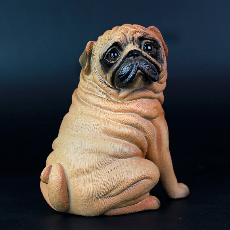 Realistische Herbruikbare Plastic Kunstmatige Pug Hond Model Standbeeld Leuke Voor Home Office Decor Collectible Tt-Best
