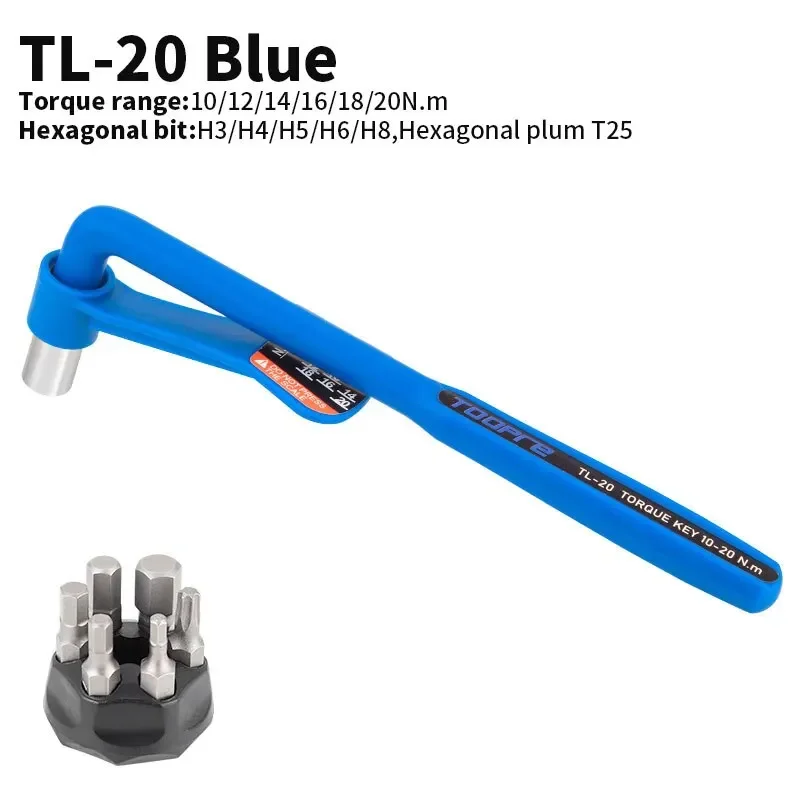 Llave dinamométrica portátil para bicicleta, juego hexagonal interno de 10-20NM, juego de herramientas de torsión de alta precisión, herramienta de reparación de bicicletas, multiherramienta: Gris