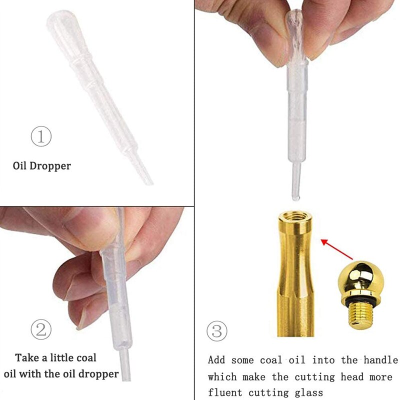 Glass Cutter Tool 2-19mm Automatic Oiling Cutter for Thick Glass and Ceramic Tile Pencil Shape and