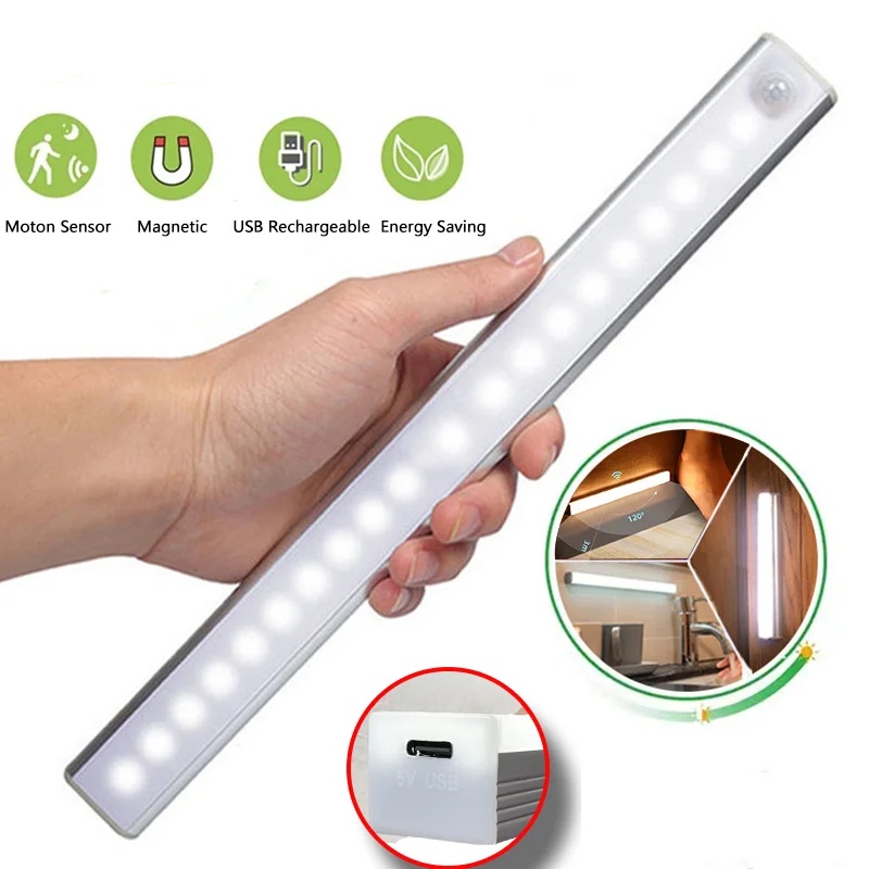 Bewegingssensorlicht Draadloos LED-nachtlampje USB oplaadbaar nachtlampje Kast Kledingkastlicht onder achtergrondverlichting voor keuken Led