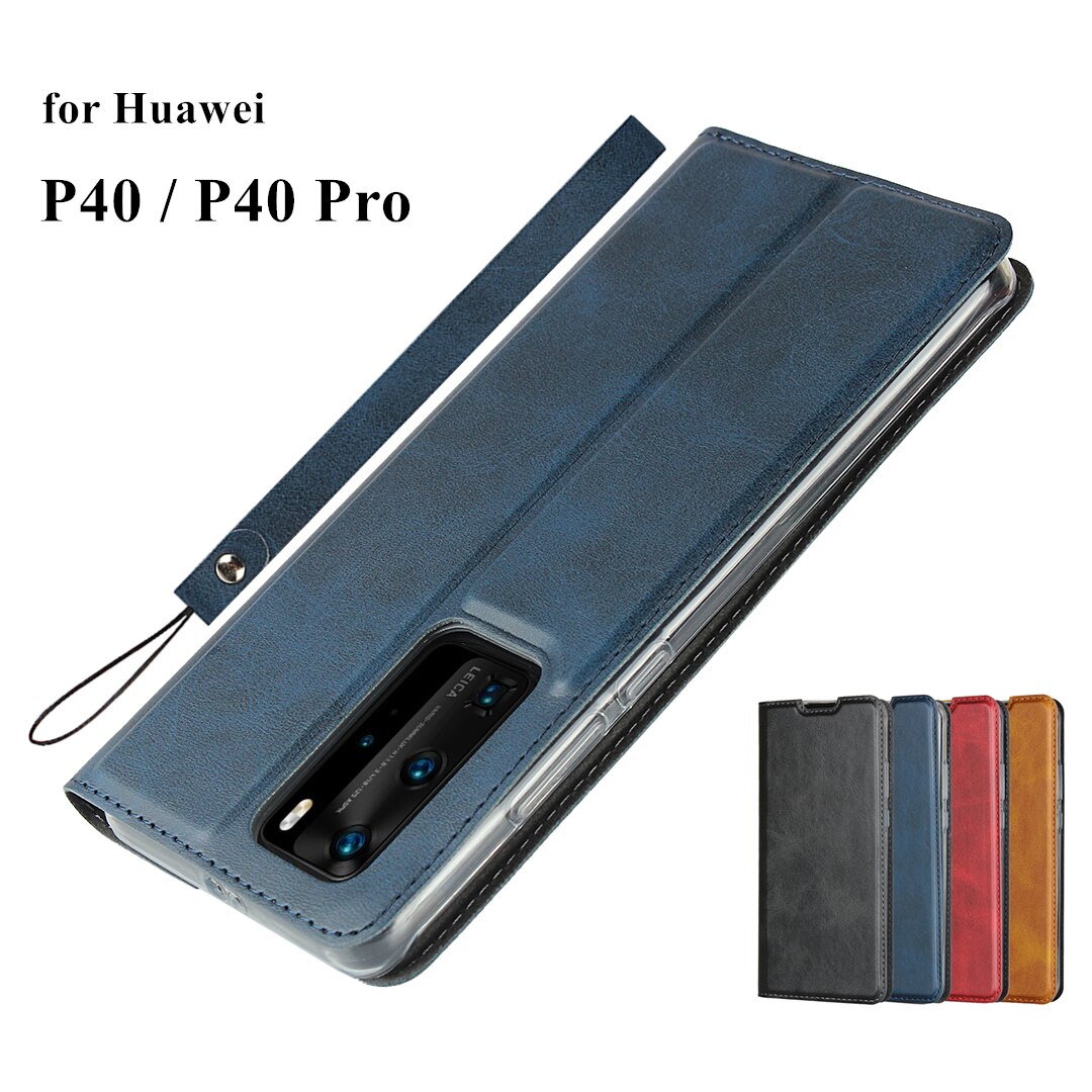 Premium Leather Cover Flip Case for Huawei P40 P 40 Pro P40Pro Ultra-Thin Magnetic Adsorption Holster Business Bags