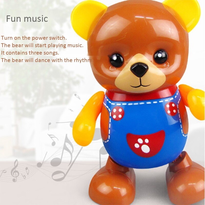 Oso de juguete eléctrico, oso de baile columpio, juguete de iluminación musical, juguete de muñeca, juguete bonito