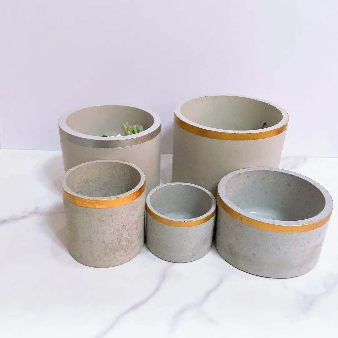 Moule de Pot de fleur en Silicone Jesmonite, grand moule de Pot rond de fleur de bougie en béton de pilier de multi-taille