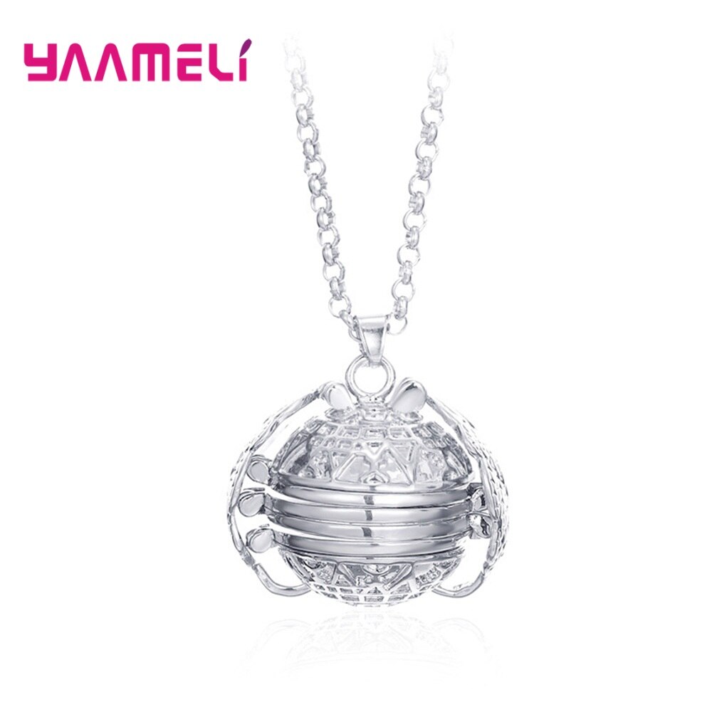 925 Sterling silber magische erinnerungsalbum-anhänger-halskettenrahmen medaillon engelsflüGel schmuck für männer, frauen und familien
