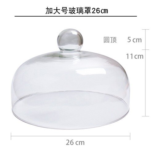 Wooden Cake Tool Set Dessert Pastry Display Stand Glass Cover Party Decoration Tall Cake Tray Home Decoration: U-26CM