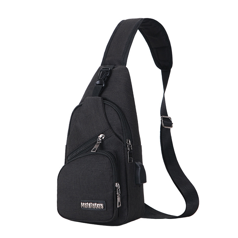 USB Charging Chest Bag For Women & Men iPad Boys Crossbody Shoulder Bags Multi-pocket Casual Travel Chest Pack Male