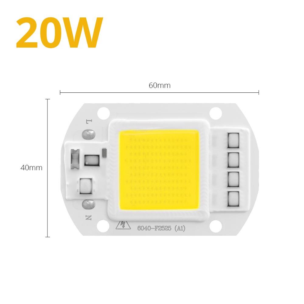 Lámpara de Chip LED COB de 3W, 5W, 7W, 9W, 20W, 30W, 50W, 220V, reflector de luz LED integrado DIY para exteriores, foco de luz: 20W / White