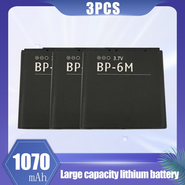 Batería de litio de repuesto para móvil, pila de 1070mAh, BP-6M, BP, 6M, BP6M, para Nokia 6233, 6280, 6288, 9300, N73, N93, 3250, 6290, 1-20 Uds.: 3PCS