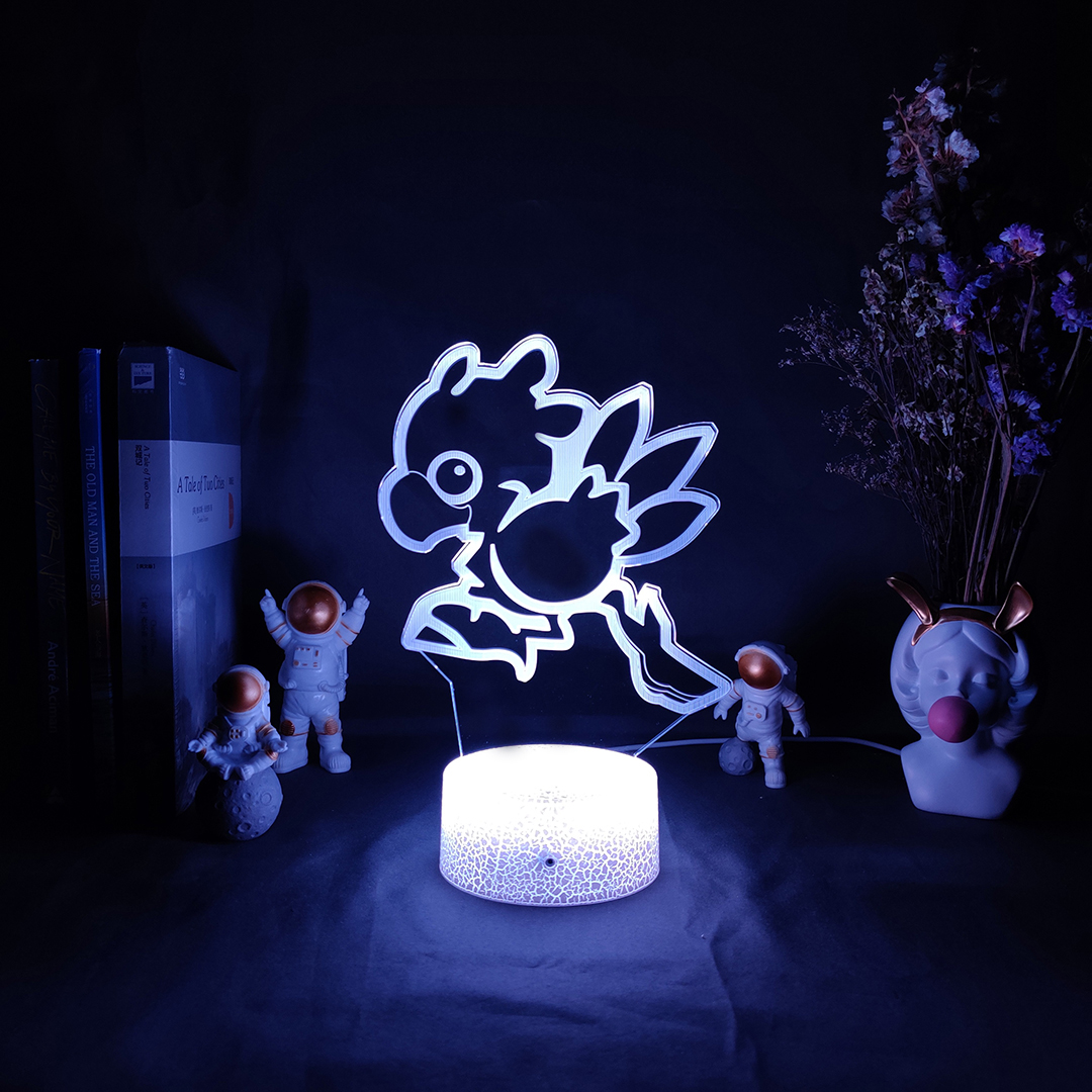 Chocobo in Final Fantasy Game Character 3D LED Nightlight RGB Flashing USB Powered Desk Lamp PC Room Decoration Children's
