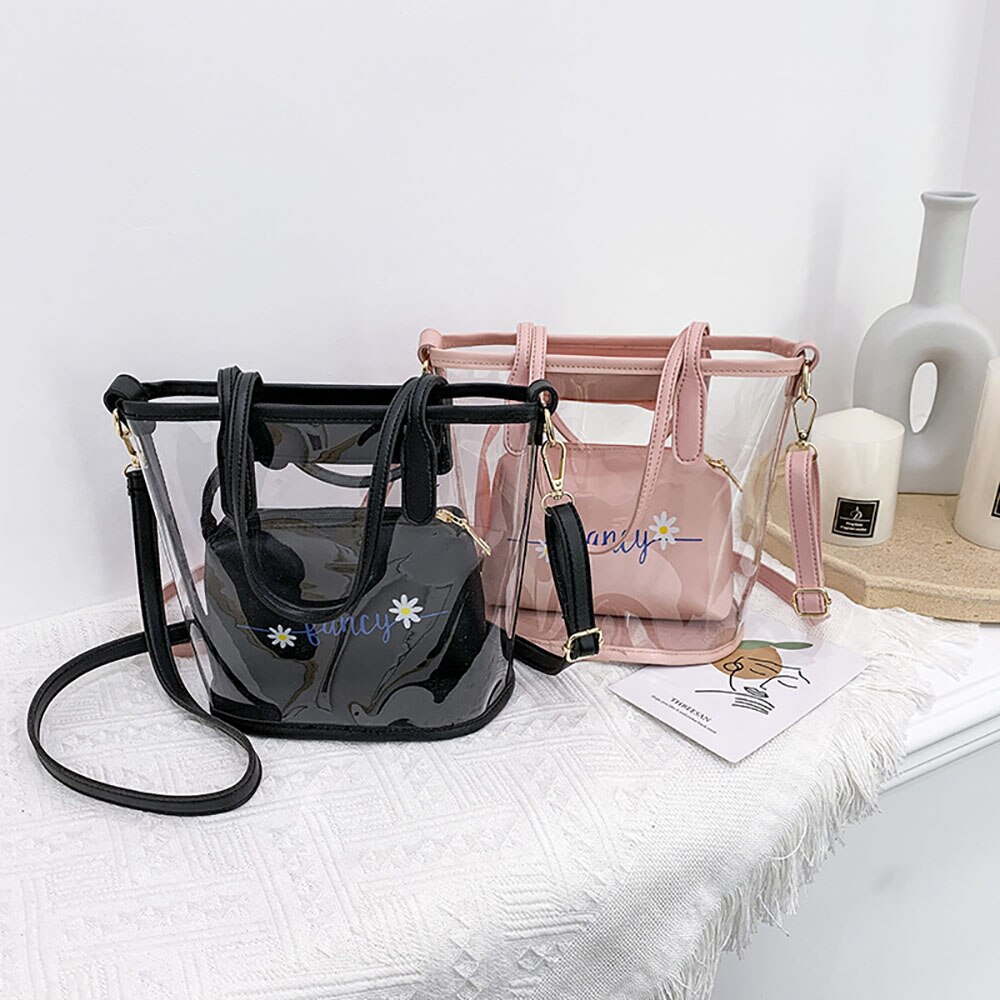 Transparente Kunststoff Verbund Handtaschen Tasche Für Frauen Große Kapazität Schulter Taschen PVC PU Material Umhängetaschen Für Frauen