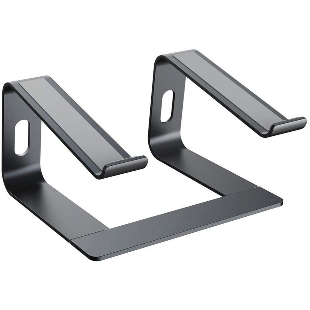 1 stk. aluminiumslegeret bærbar pc-stativ forhøjet stativ computer desktop metalbase køleholder bærbar stativ: Sort