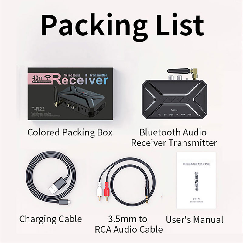 5.0 Audio-ontvanger Adapter 3,5 mm AUX-aansluiting HD Geluid RCA Extra USB-schijf Draadloze stereozender met antenne Bluetooth