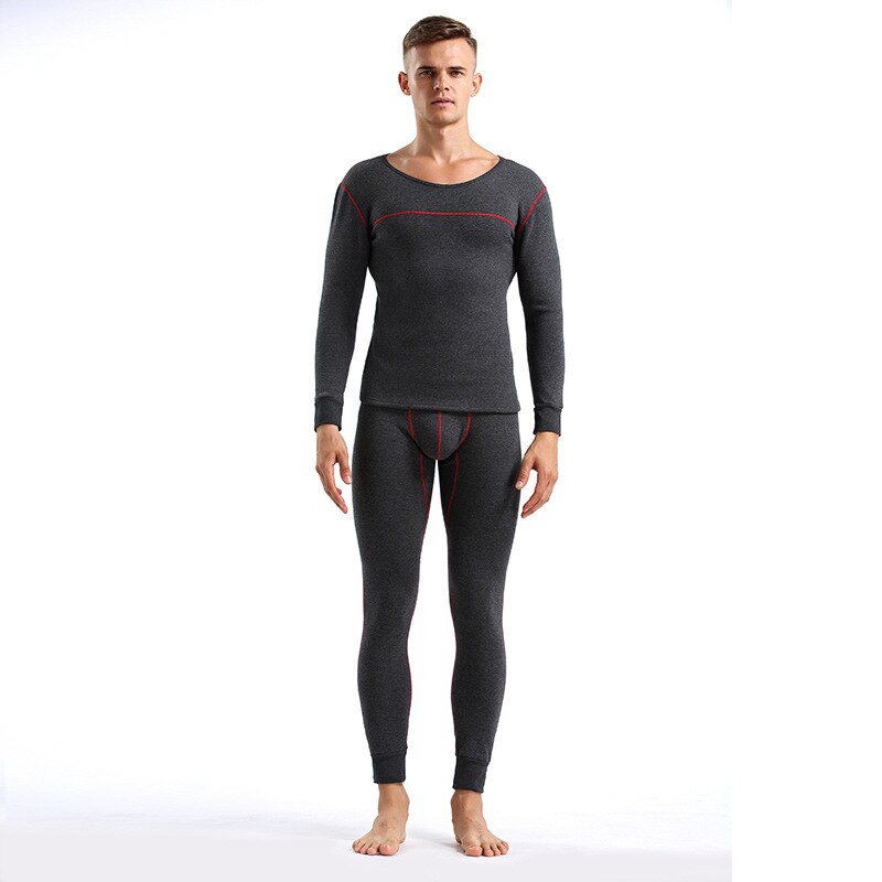 Conjunto de ropa interior térmica de invierno para hombre, Calzoncillos largos de algodón, ropa interior gruesa de terciopelo, ropa térmica de M-XXL: Dark gray / L