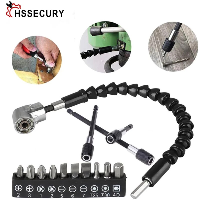 Adjustable 105 Degree Right Angle Driver Screwdriver Tools Set 1/4 Hex Shank For Power Drill Screwdriver Bits Tools