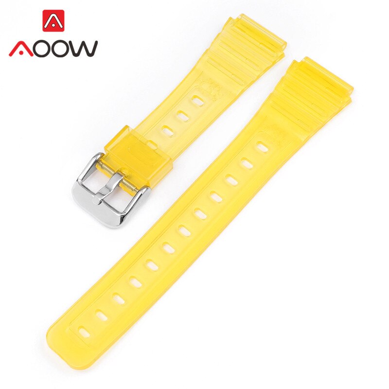 Gummi Sport Gurt für Casio F91W F-84 F-105 108 A158 A168 AE1200 AE1300 Männer Frauen Glänzend Wasserdichte Ersatz Uhr Band: Gelb Silber-