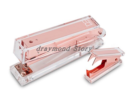 Rose Gold Acrylic Stapler office accessories school supplies: rose  gold 2pcs set