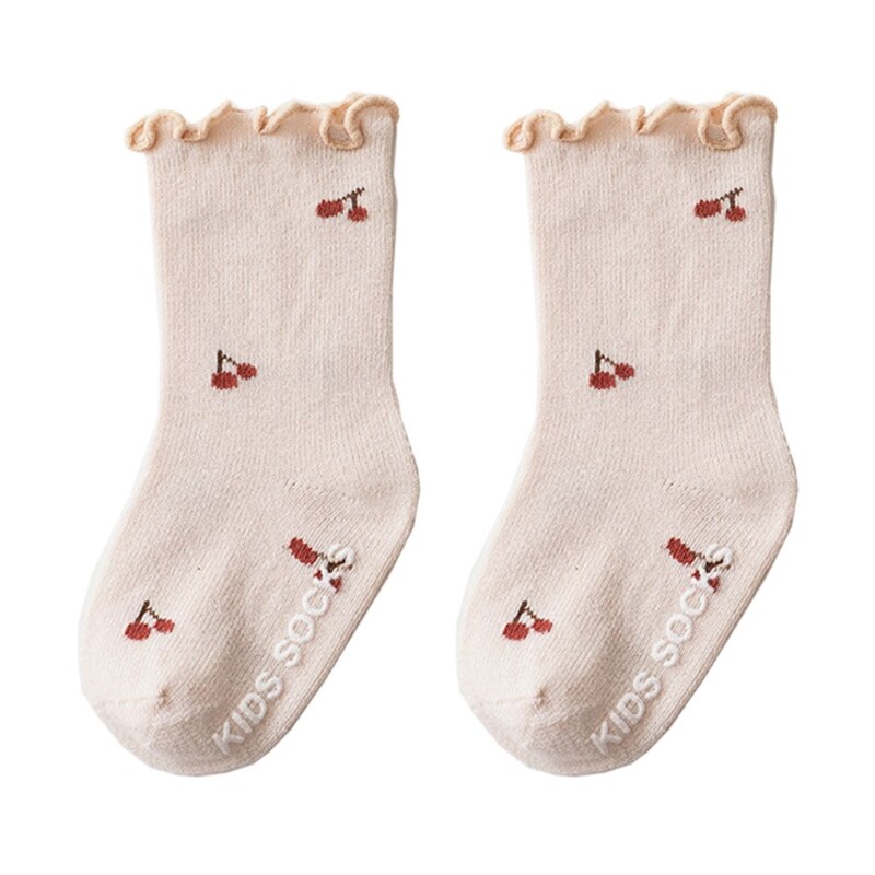 Toddlers Girls Frilly Socks Baby Ankle Sock Children Anti Slip Infant Floor Sock P31B: BG / XS