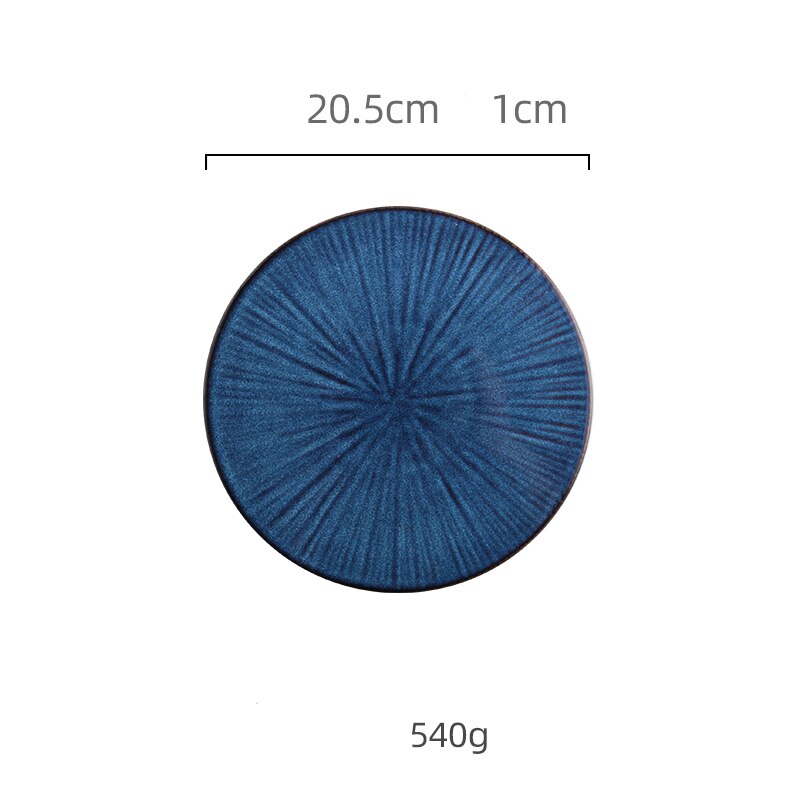 Blue Color Ceramic Tableware Home Flat Plate Deep Steak Dish Breakfast Dinner Plate Big Bowl Dinnerware Set Dish SetDinnerware: 8inch Flat Plate
