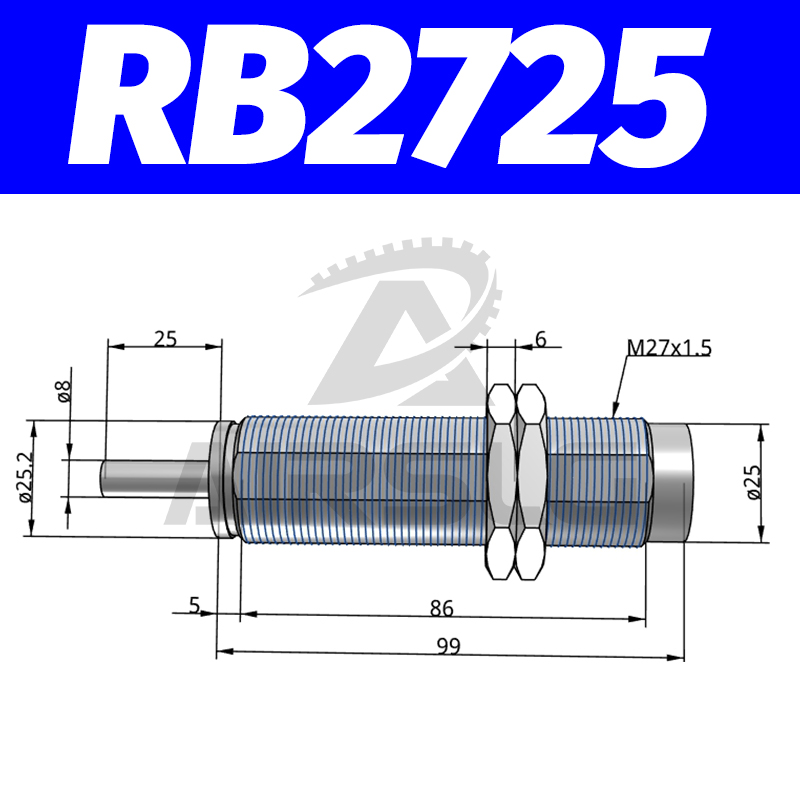 Pneumatisk hydraulisk støtdemper justerbar hydraulisk buffer rb serie  rb0805 rb1007 med hette rbc 1007 rbc 2725: Rb2725