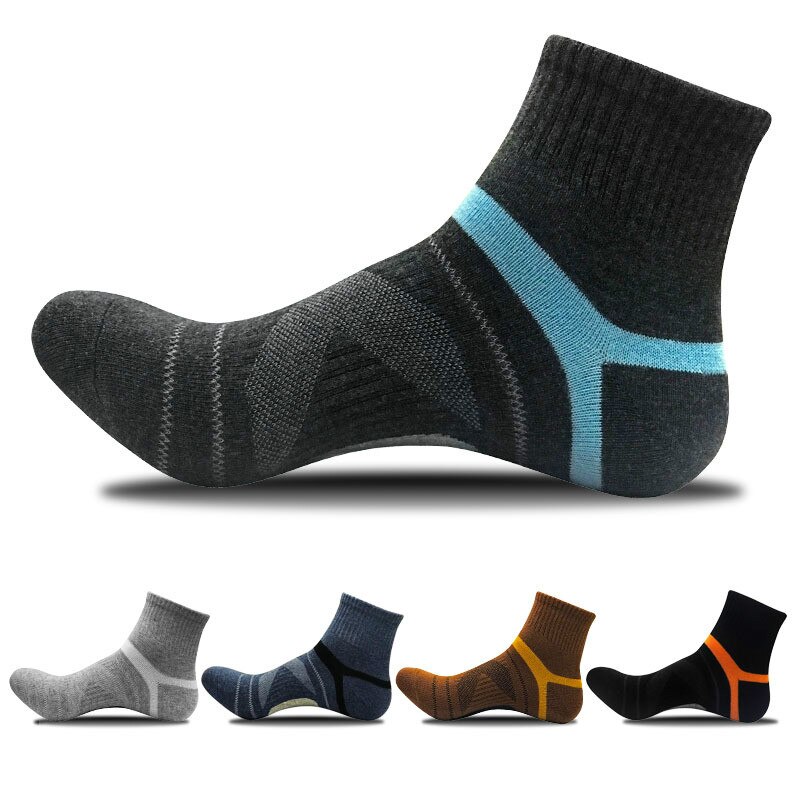 Calcetines de compresión para hombre, medias tobilleras de algodón, de lana merina negra, para deportes de baloncesto
