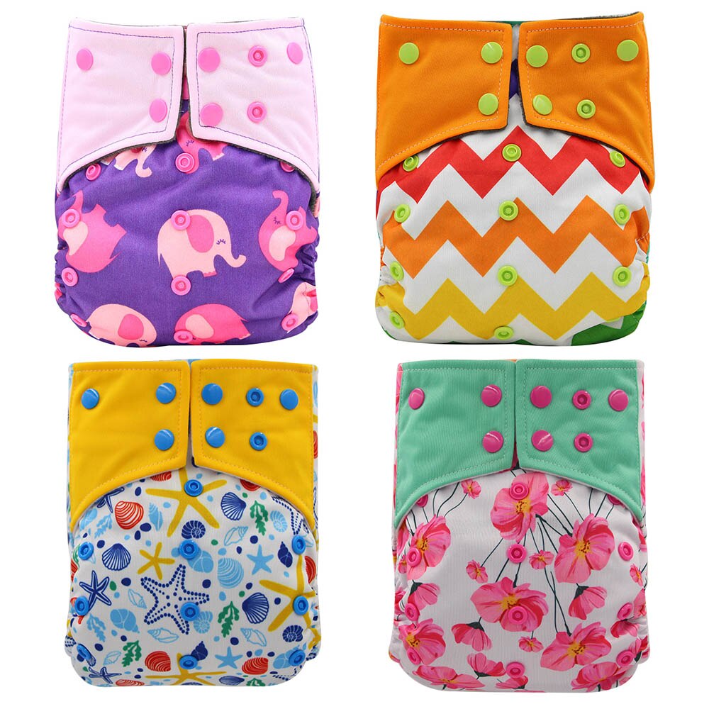 4PCS/Pack Washable AI2 Cloth Diapers Bamboo Charcoal Inner Baby Diaper Cover Washable Reusable Pocket Diaper Baby Nappies: 92(AI2)