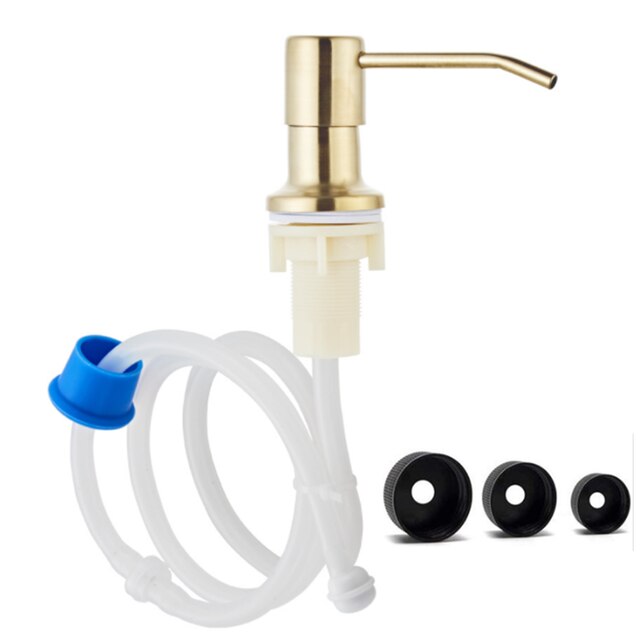 Bathroom Liquid Soap Dispenser Set Detergent Dispensers Kitchen Sink Soap Ddispenser Press Dispenser Head with Silicone Tube: Golden Head Kit