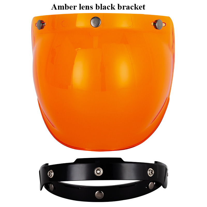 Motorhelm Retro Helm Halve Helm Bubble Spiegel Drie Knop Veiligheid Winddichte Lens met Beugel Set Visera Accessoires: Clear