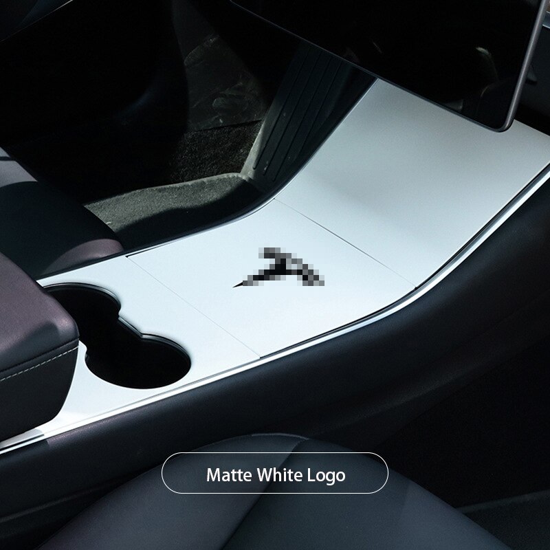 Car Central Control Panel Protective Patch for Tesla Model 3 Central Console Three Patch for Tesla Model 3/Y: Matte white logo