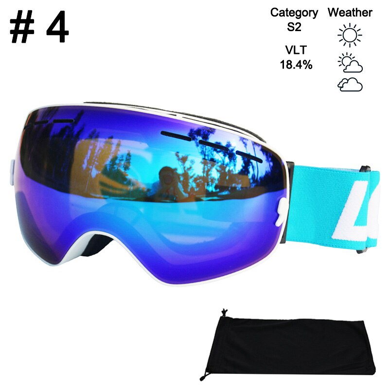 Locle sfæriske skibriller antidugg doble lag  uv400 store skimaske snowboardbriller skibriller briller: Farge 4 glass